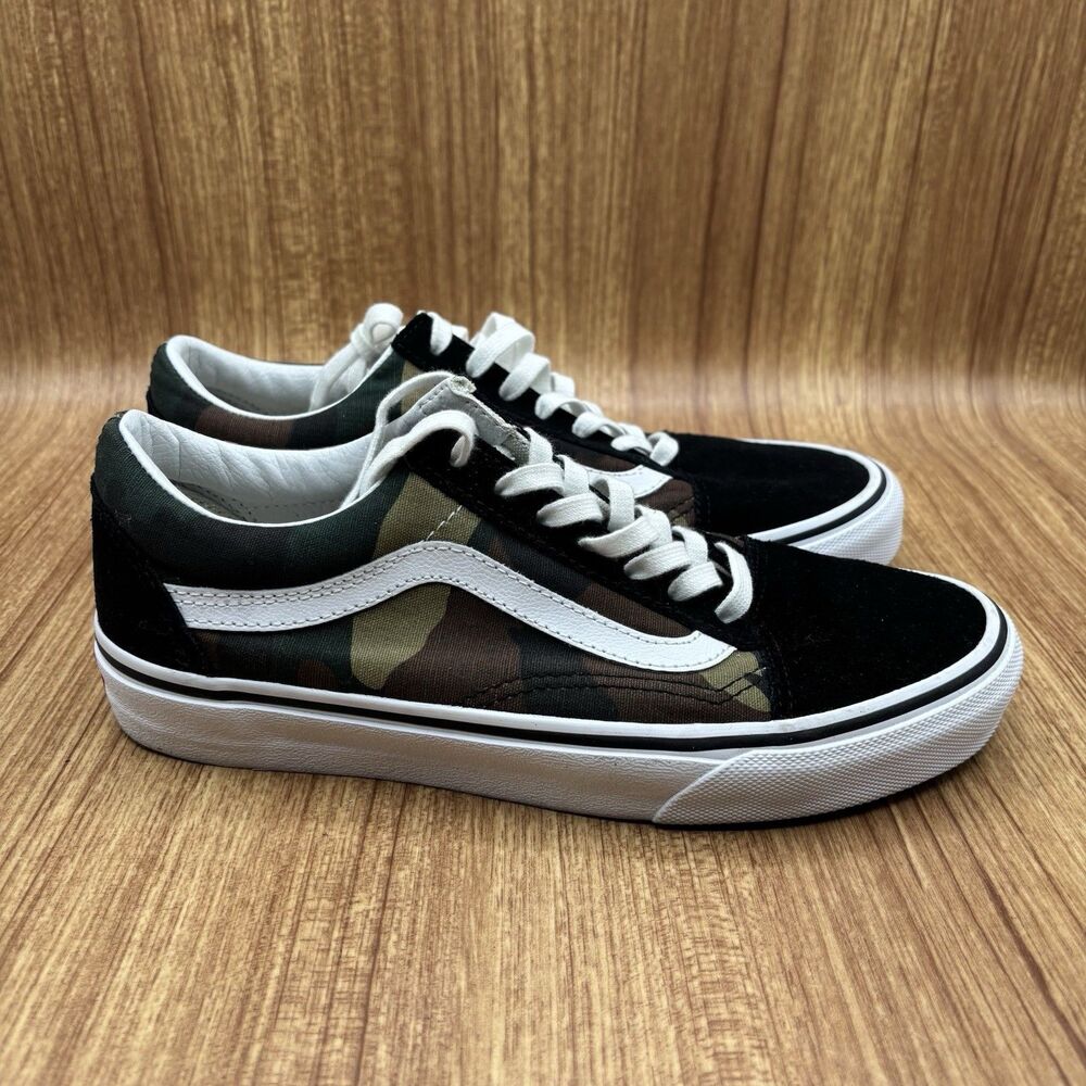 Vans Old Skool Shoes Womens 7.5 Woodland Camo Canvas Suede Sneakers Worn Once